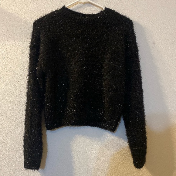 Sugar & Jade black shimmer cropped  sweater size large (12/14) - Picture 1 of 5